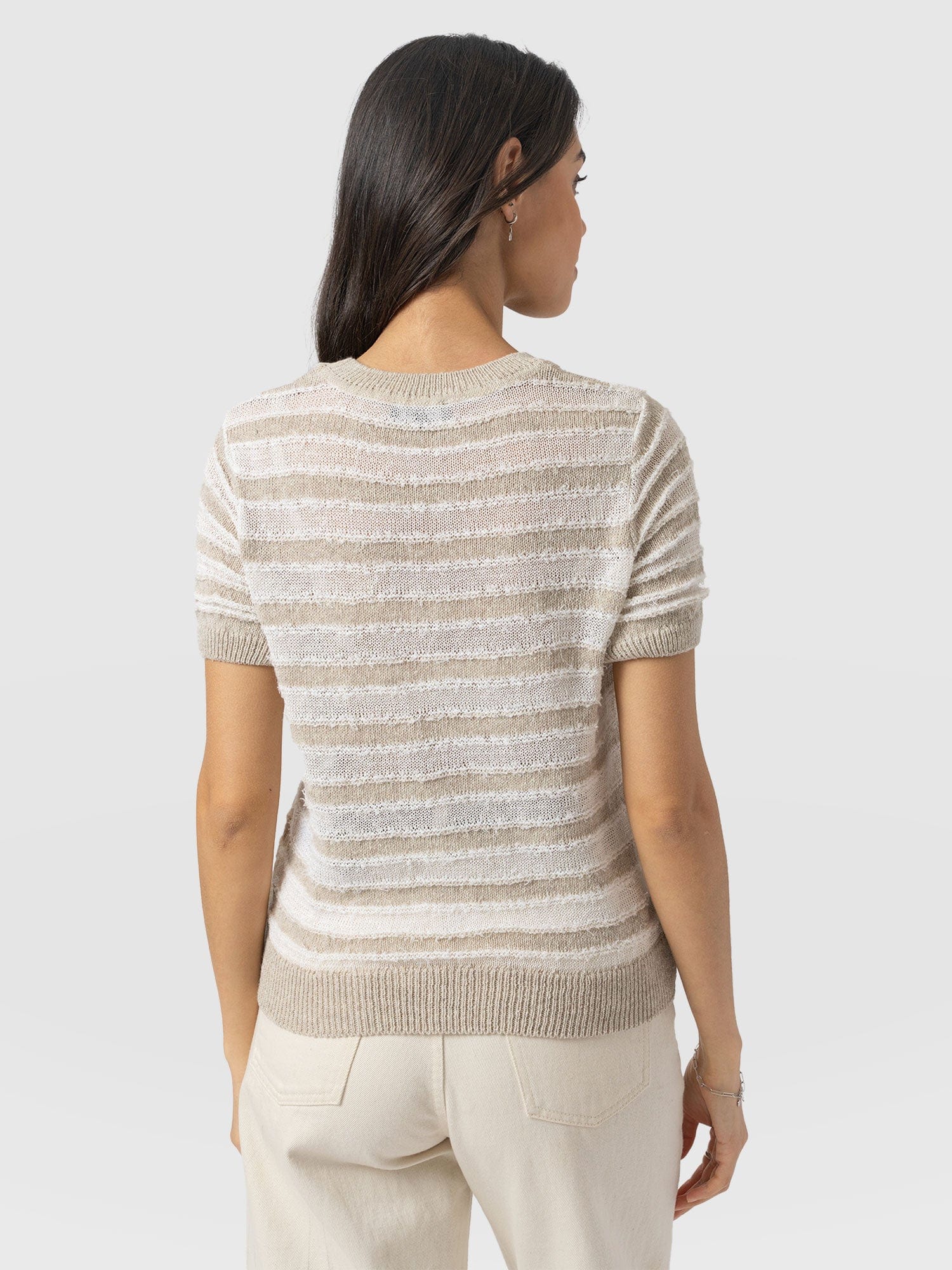 Fearne Knit Tee - Cream Stripe - Women's Knitwears | Saint + Sofia® USA